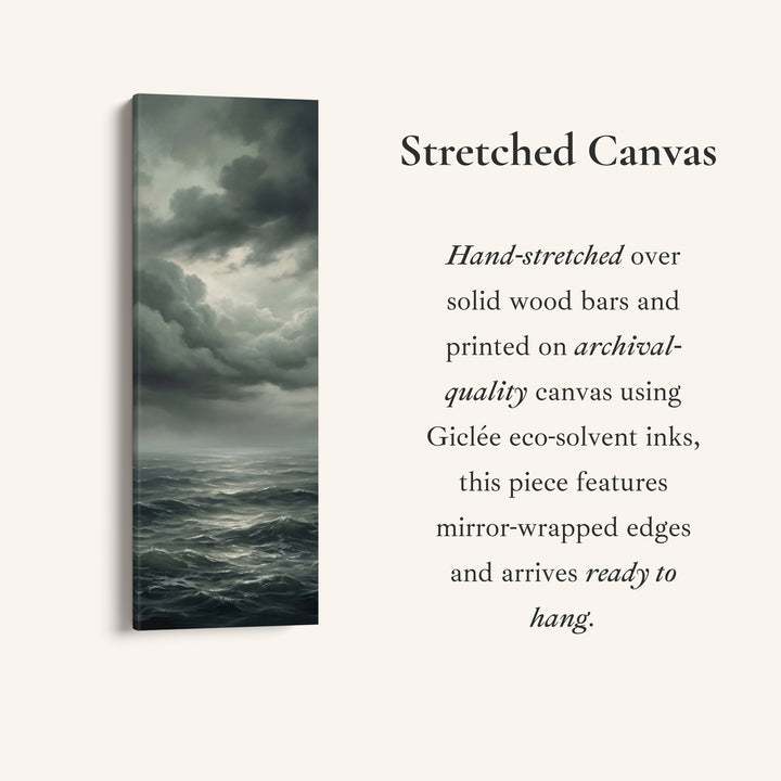 Above Bed Wall Art Overcast Ocean Horizon Panoramic Canvas Print Bedroom