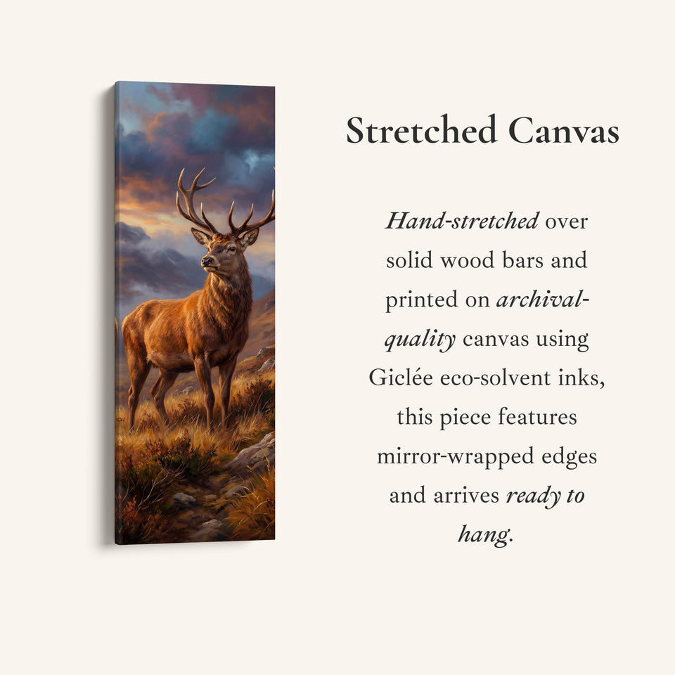 Red Deer Vertical Wall Art Panoramic Canvas Print For Living Room