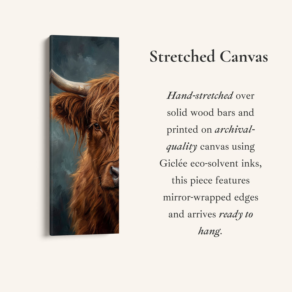 Highland Cow Above Bed Wall Art Panoramic Canvas Print Bedroom