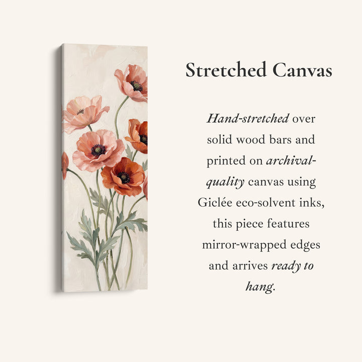 Coral Poppies Wide Canvas Vertical Canvas Print For Living Room