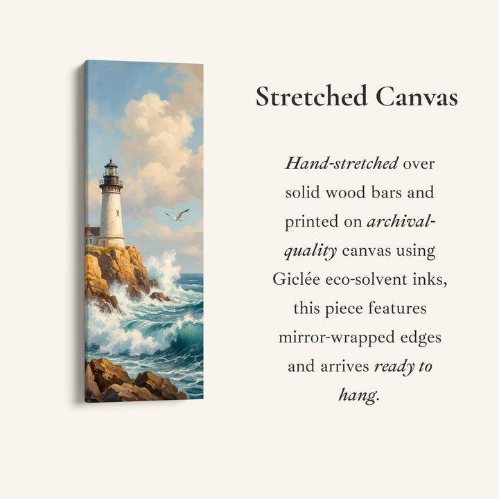 Lighthouse Coast Wide Framed Canvas Statement Wall Decor Hallway