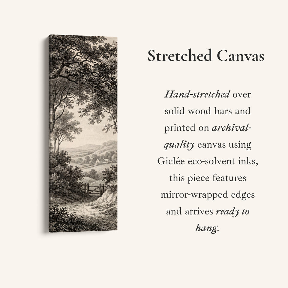 Vintage Countryside Path Vertical Wall Art Wide Canvas Bedroom