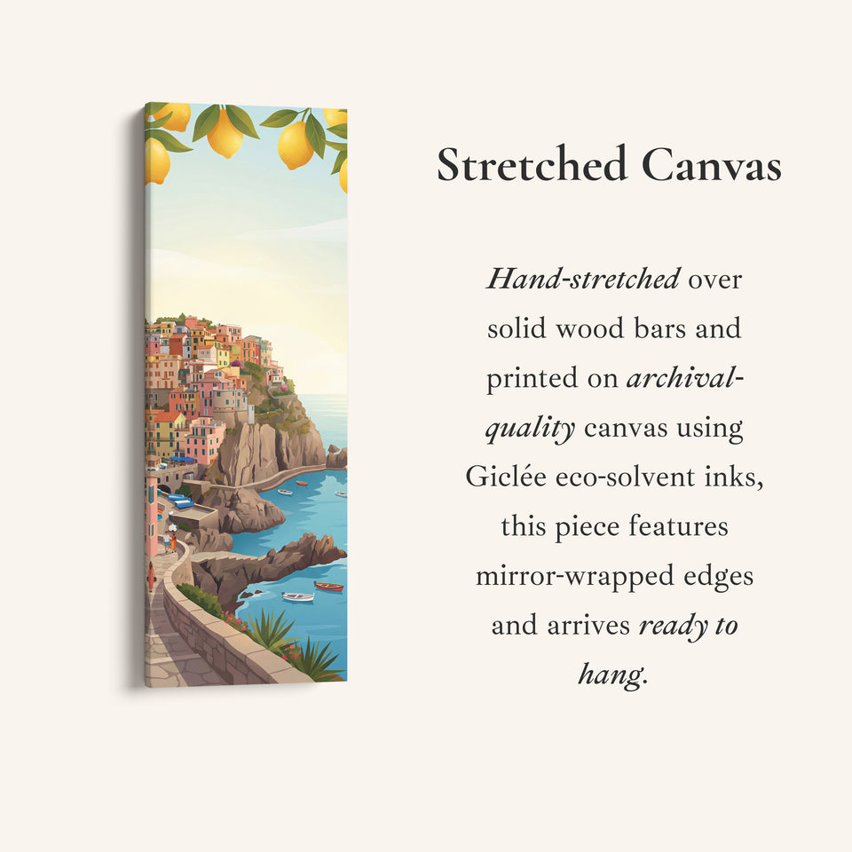 Vertical Wall Art Mediterranean Coastal Village Canvas Print Kitchen