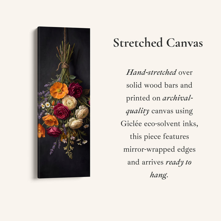 Hanging Flowers Vertical Wall Art Botanical Canvas Hallway
