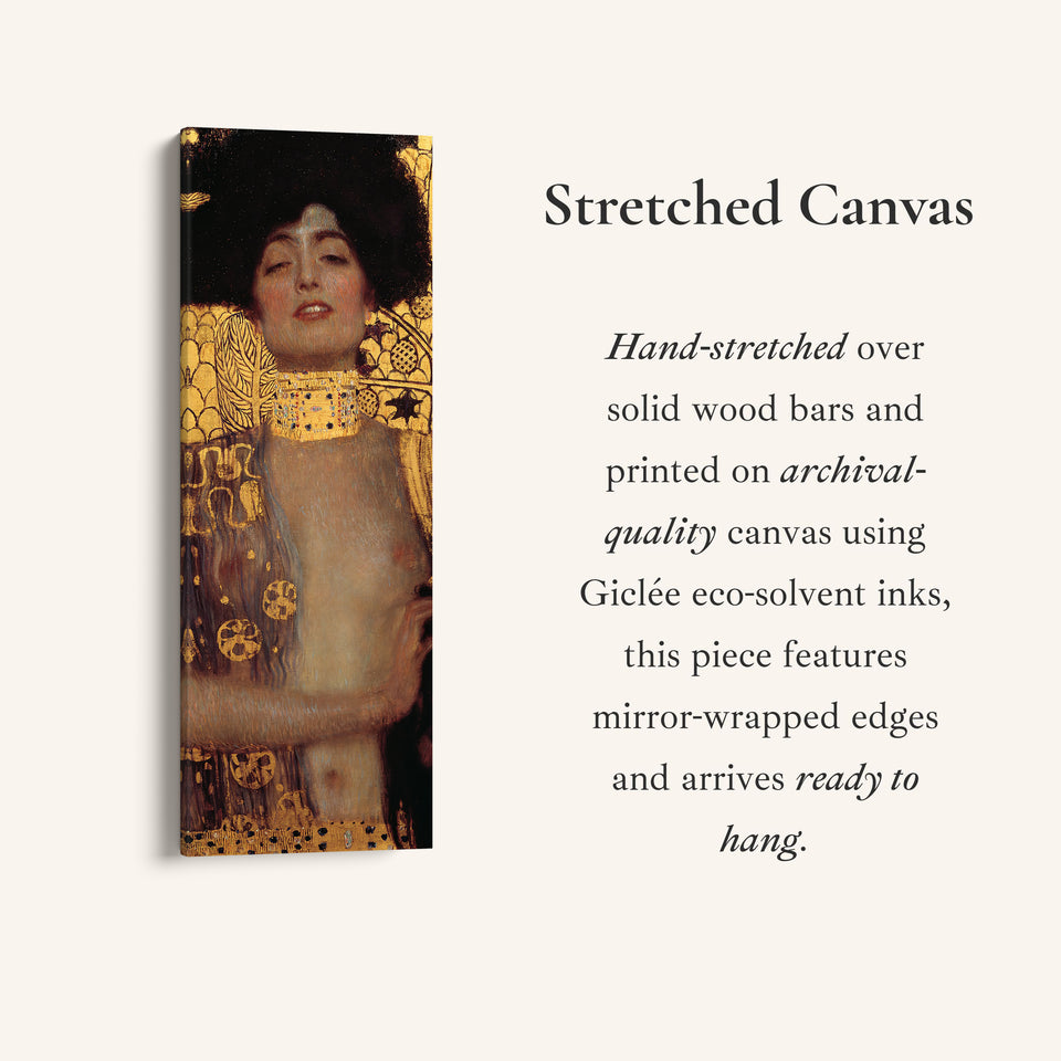 Gustav Klimt Tall Wall Art Judith Portrait With Gold Background For Office