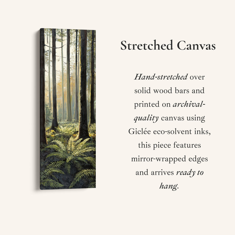 Vertical Wall Art Misty Forest Trees For Hallway Nature Decor