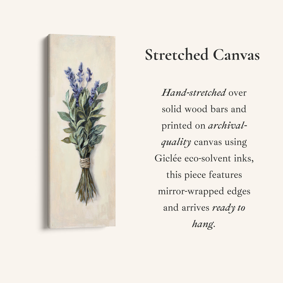 Tall Narrow Canvas Lavender And Green Bouquet For Kitchen Decor