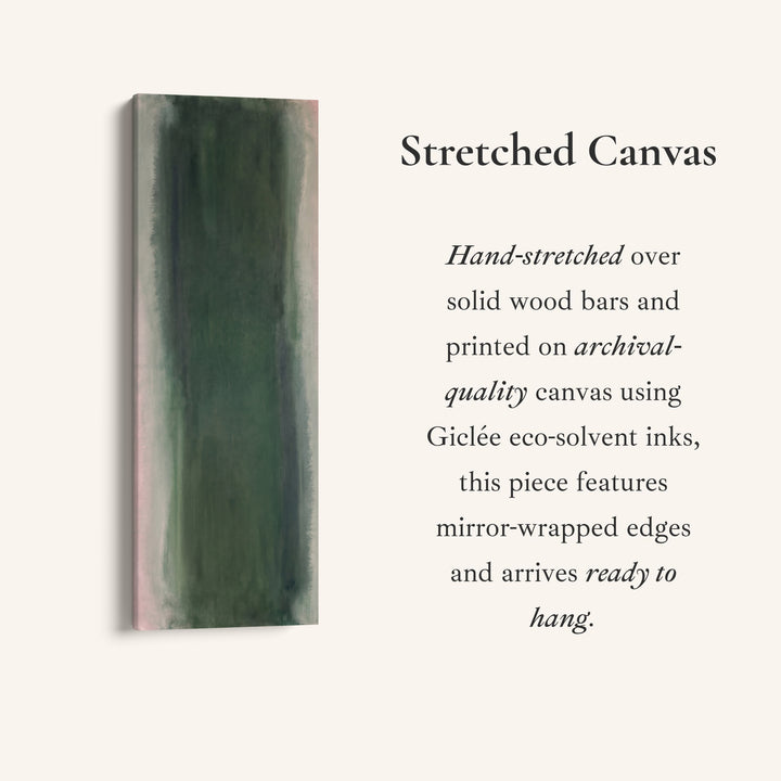 Vertical Wall Art Deep Green Colour Field Abstract for Office, full artwork view of this tall vertical canvas