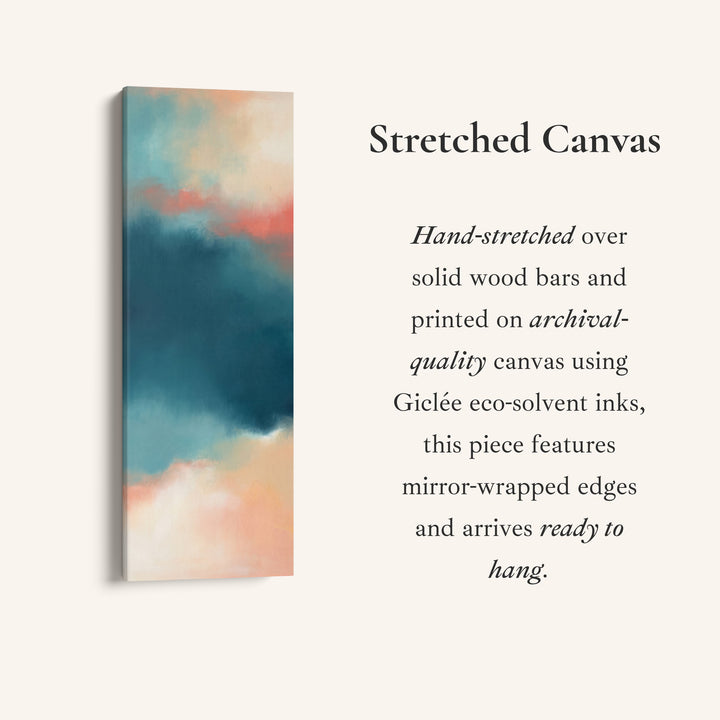 Teal Sky Colour Field Tall Wall Art for Living Room, full artwork view of this tall vertical canvas