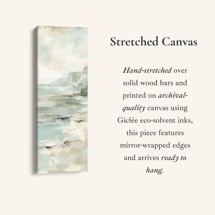 Calm Coastal Cliffs and Sea Tall Wall Art for Bedroom, full artwork view of this tall vertical canvas