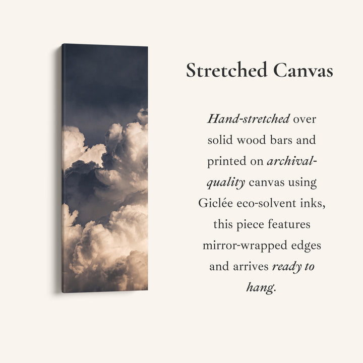 Dramatic Storm Clouds at Dusk Vertical Wall Art for Hallway, full artwork view of this tall vertical canvas