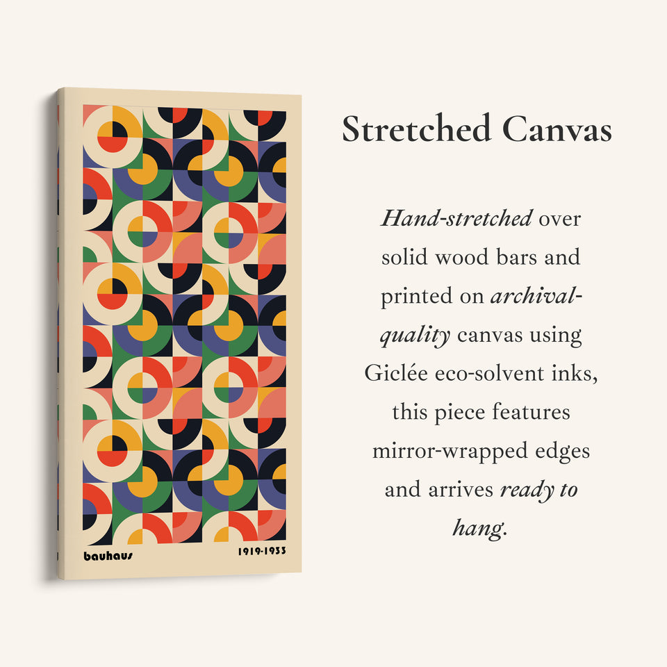 Bauhaus Vertical Wall Art Geometric Circle Grid Tall Canvas For Office