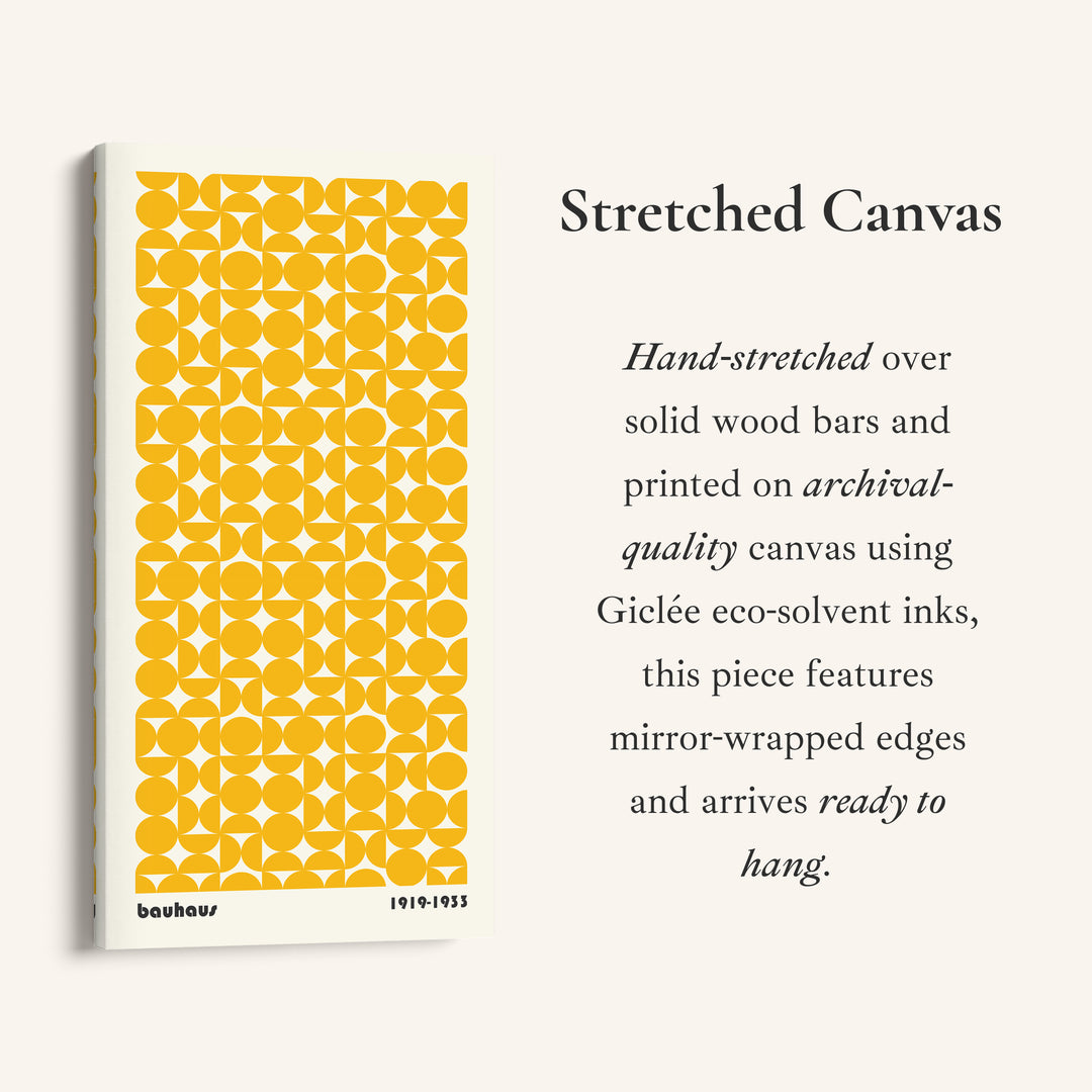 Bauhaus Vertical Wall Art Yellow Circle Pattern Tall Canvas For Hallway