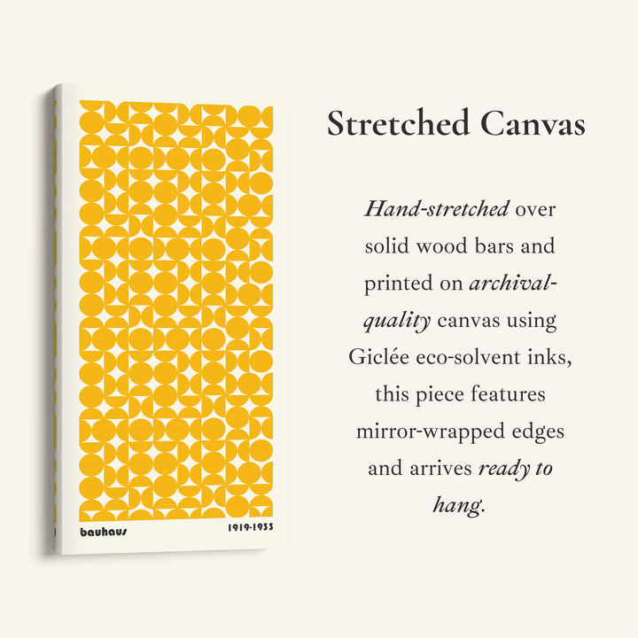 Bauhaus Vertical Wall Art Yellow Circle Pattern Tall Canvas For Hallway