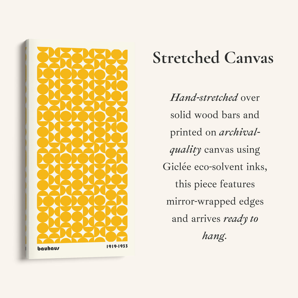 Bauhaus Vertical Wall Art Yellow Circle Pattern Tall Canvas For Hallway