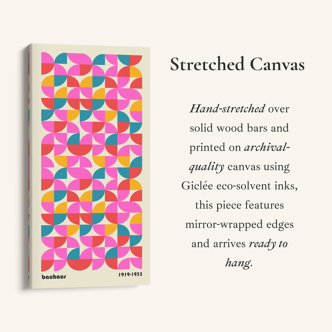 Bauhaus Vertical Wall Art Colourful Geometric Pattern Tall Canvas For Living Room