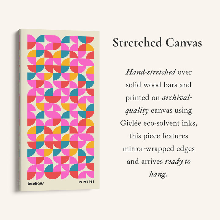 Bauhaus Vertical Wall Art Colourful Geometric Pattern Tall Canvas For Living Room