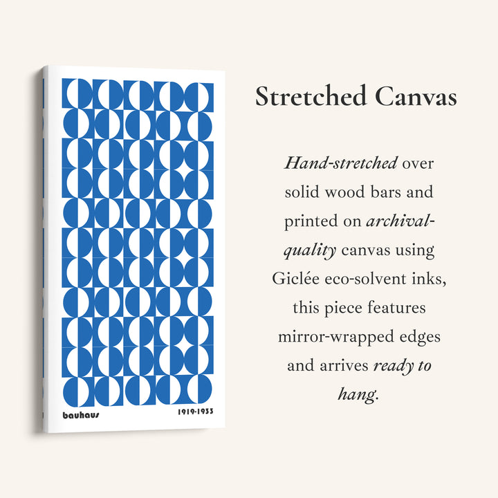 Bauhaus Vertical Wall Art Blue Circle Pattern Tall Canvas For Office