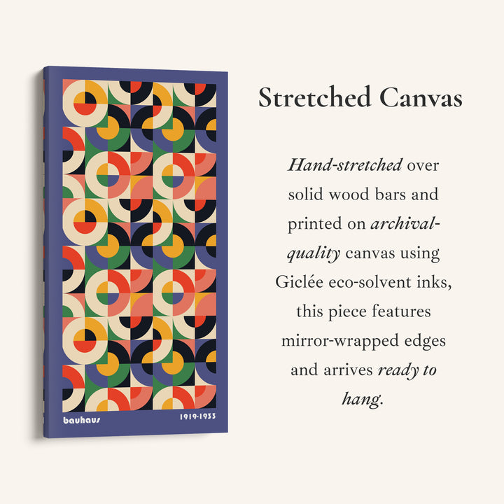 Bauhaus Vertical Wall Art Geometric Circle Grid Tall Canvas For Living Room