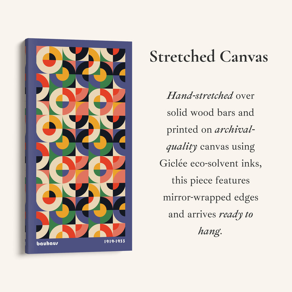 Bauhaus Vertical Wall Art Geometric Circle Grid Tall Canvas For Living Room