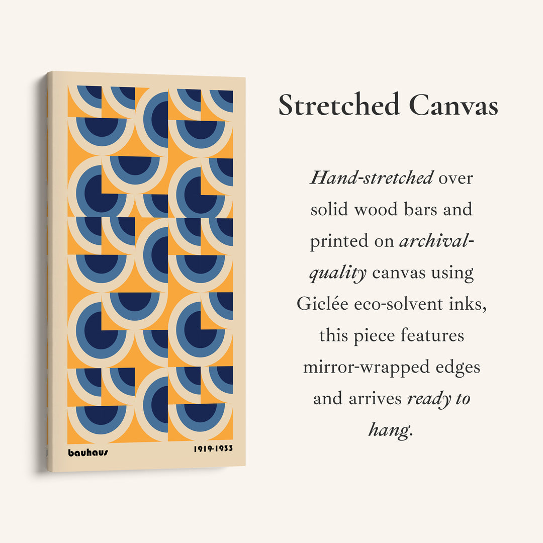 Bauhaus Vertical Wall Art Circular Geometric Pattern Tall Canvas For Hallway