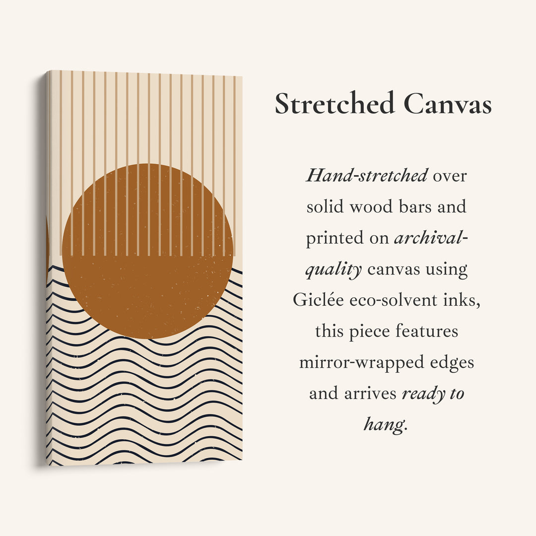 Vertical Wall Art Abstract Sun Waves Tall Canvas For Living Room