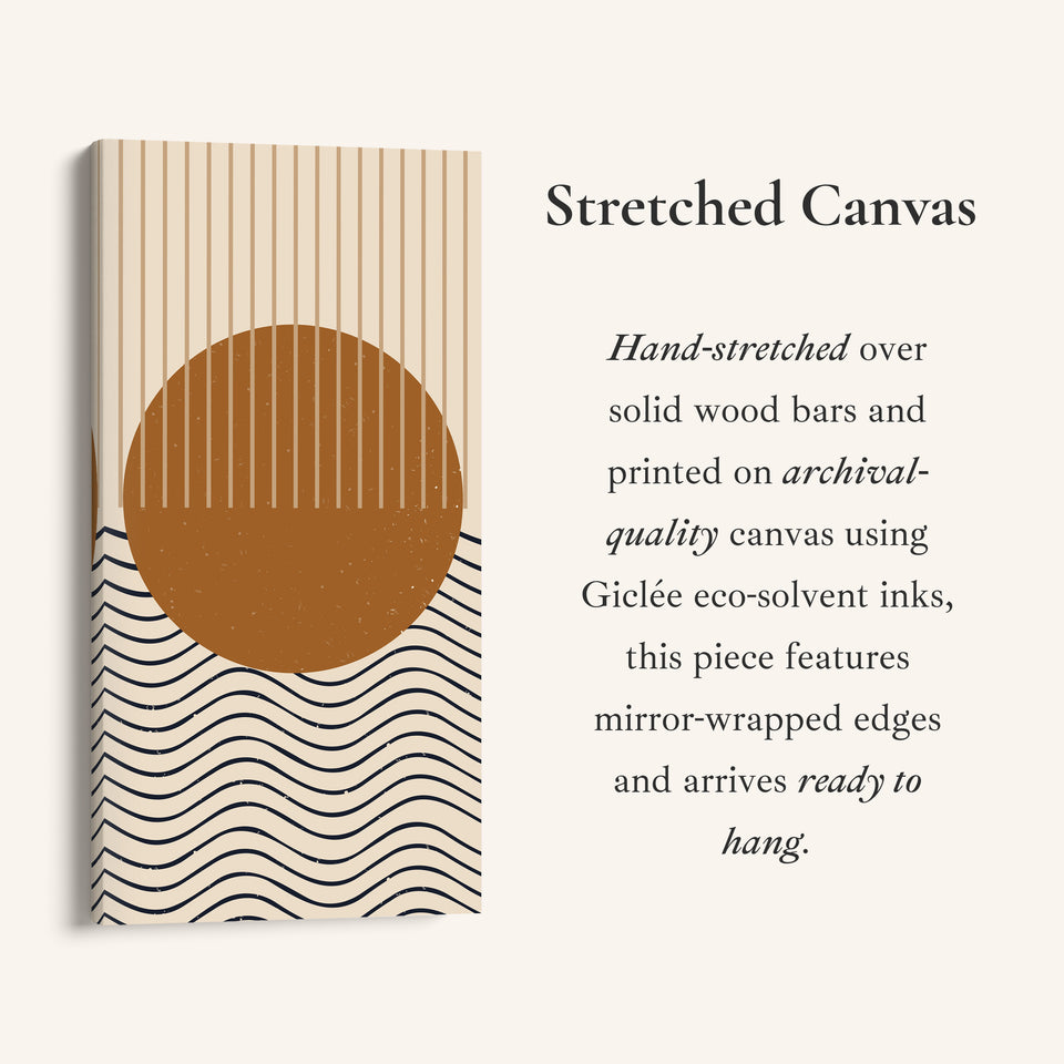 Vertical Wall Art Abstract Sun Waves Tall Canvas For Living Room