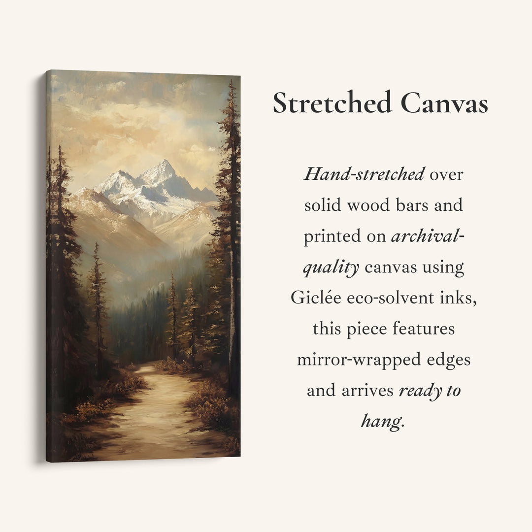 Portrait Wall Art Mountain Path Tall Canvas For Living Room