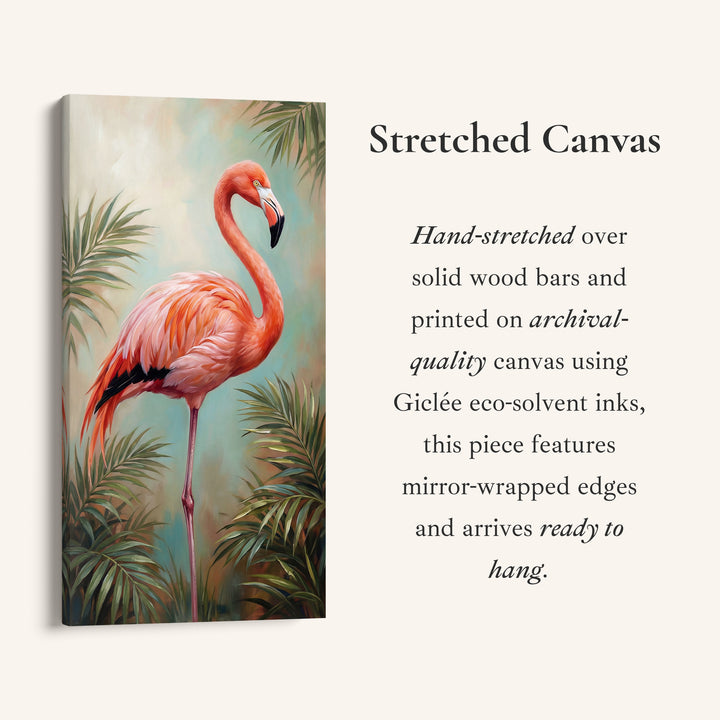 Narrow Wall Art Flamingo Tropical Portrait Vertical Canvas For Bedroom