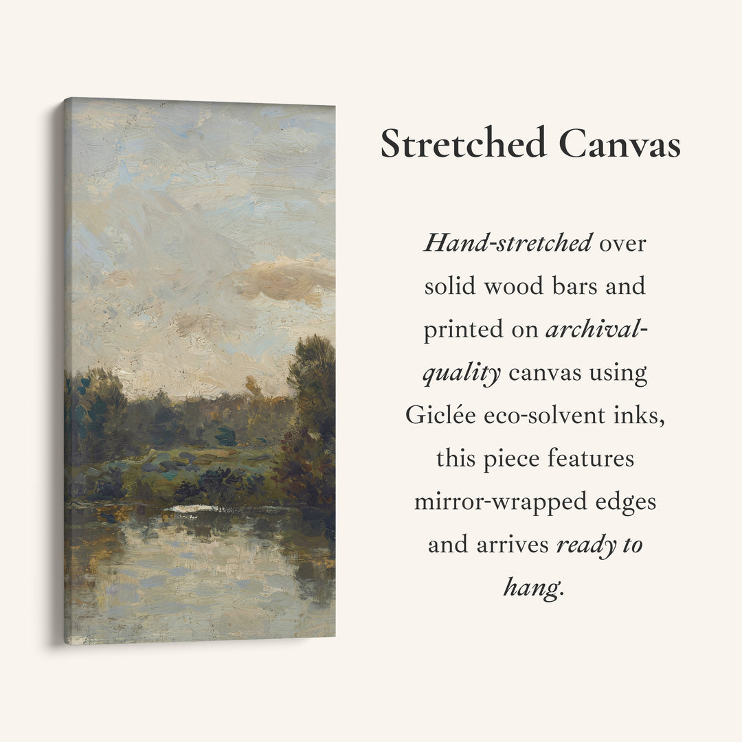 Impressionist River Landscape Vertical Wall Art Tall Canvas For Living Room