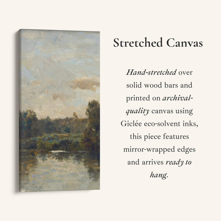 Impressionist River Landscape Vertical Wall Art Tall Canvas For Living Room
