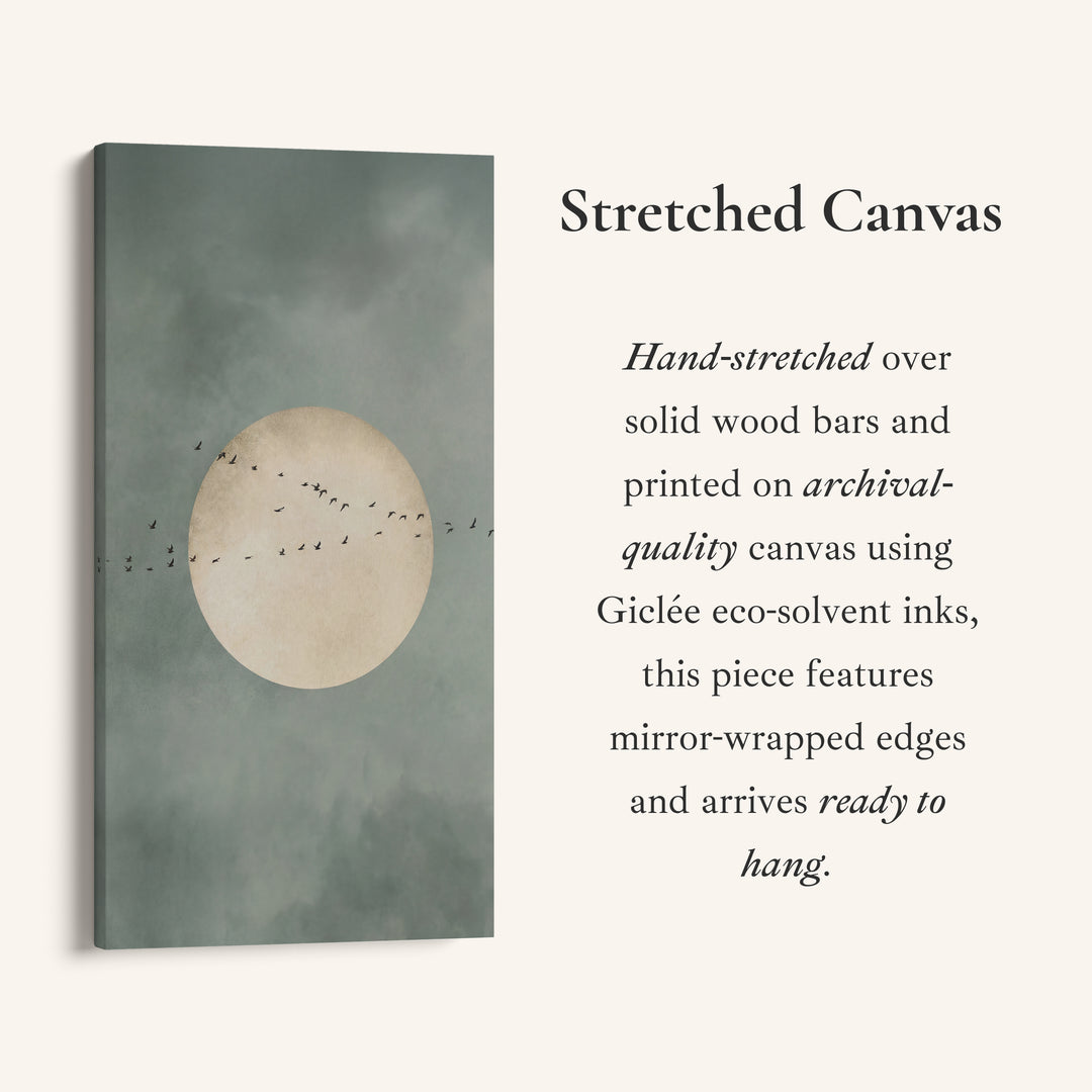 Birds Crossing Moon Vertical Wall Art Portrait Wall Art For Hallway