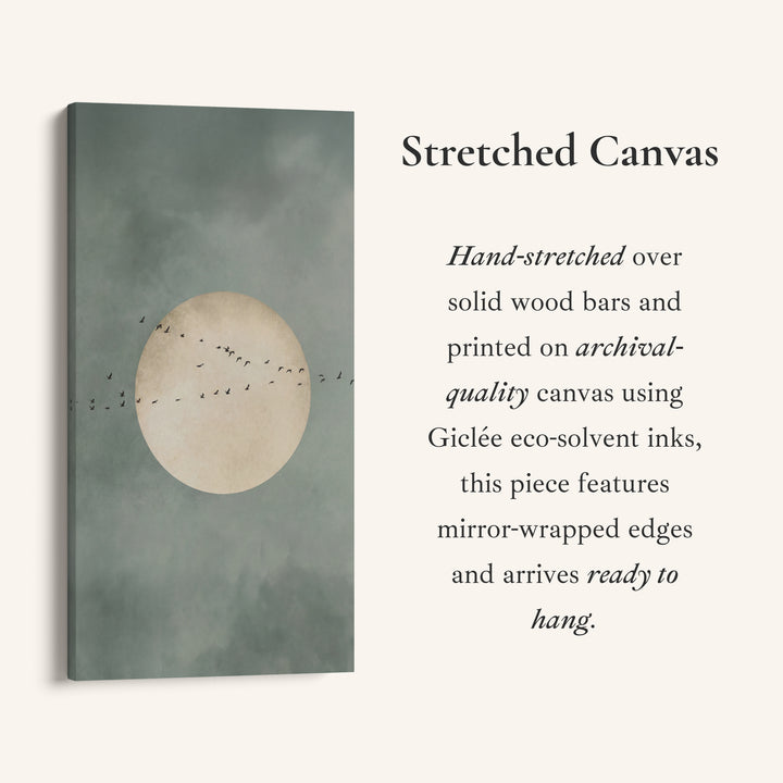 Birds Crossing Moon Vertical Wall Art Portrait Wall Art For Hallway
