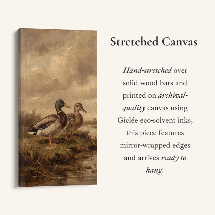 Mallard Standing Pair Narrow Wall Art Tall Canvas For Office