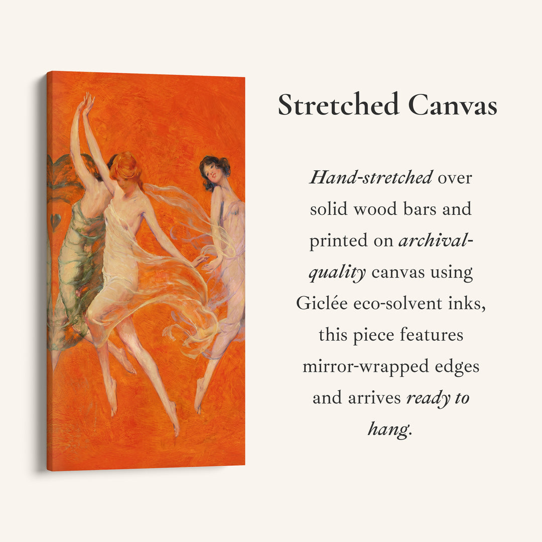 Three Women Dancing Vertical Wall Art Tall Canvas For Living Room