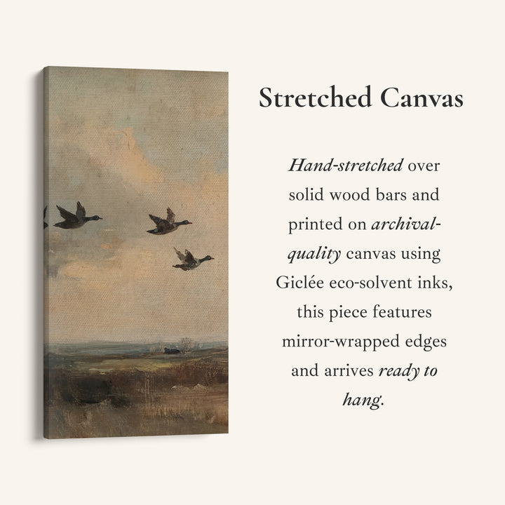 Ducks Flying Portrait Wall Art Tall Canvas For Hallway