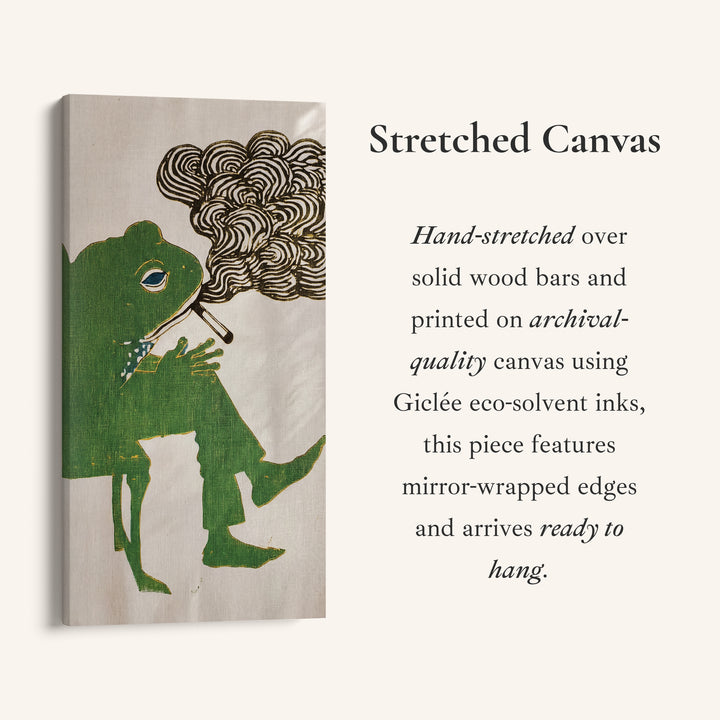 Green Frog Illustration Large Vertical Wall Art For Office