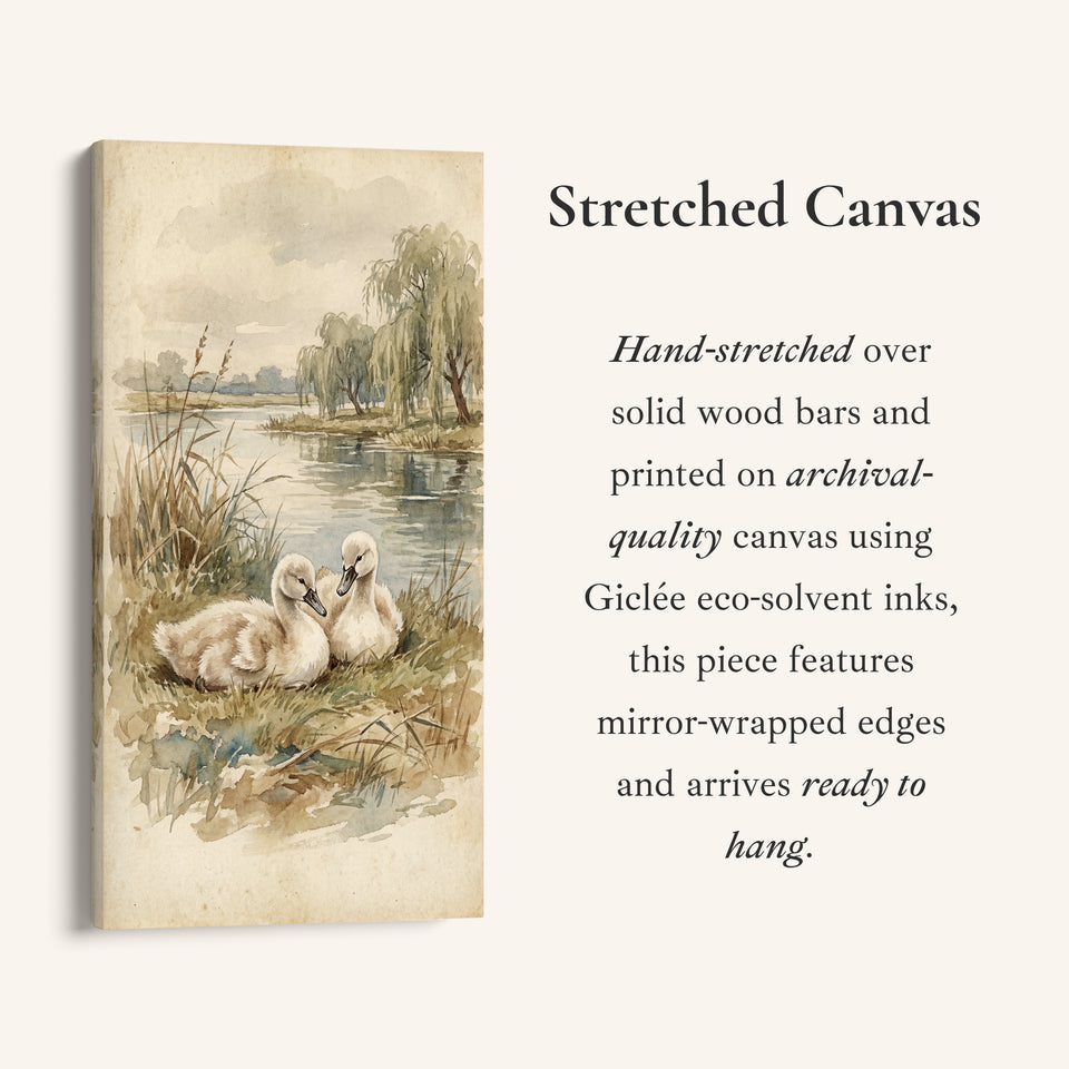 Willow Lakeside Scene Vertical Wall Art Tall Canvas For Kitchen