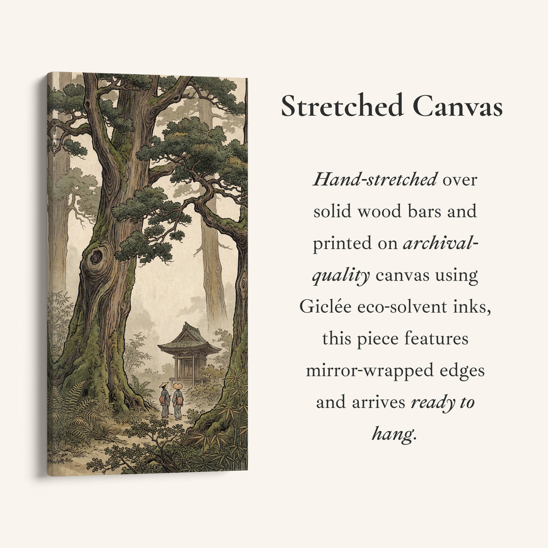 Vertical Wall Art Japanese Forest Shrine Tall Canvas For Hallway