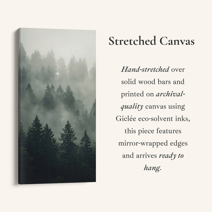 Large Vertical Wall Art Misty Forest Tall Canvas For Bedroom