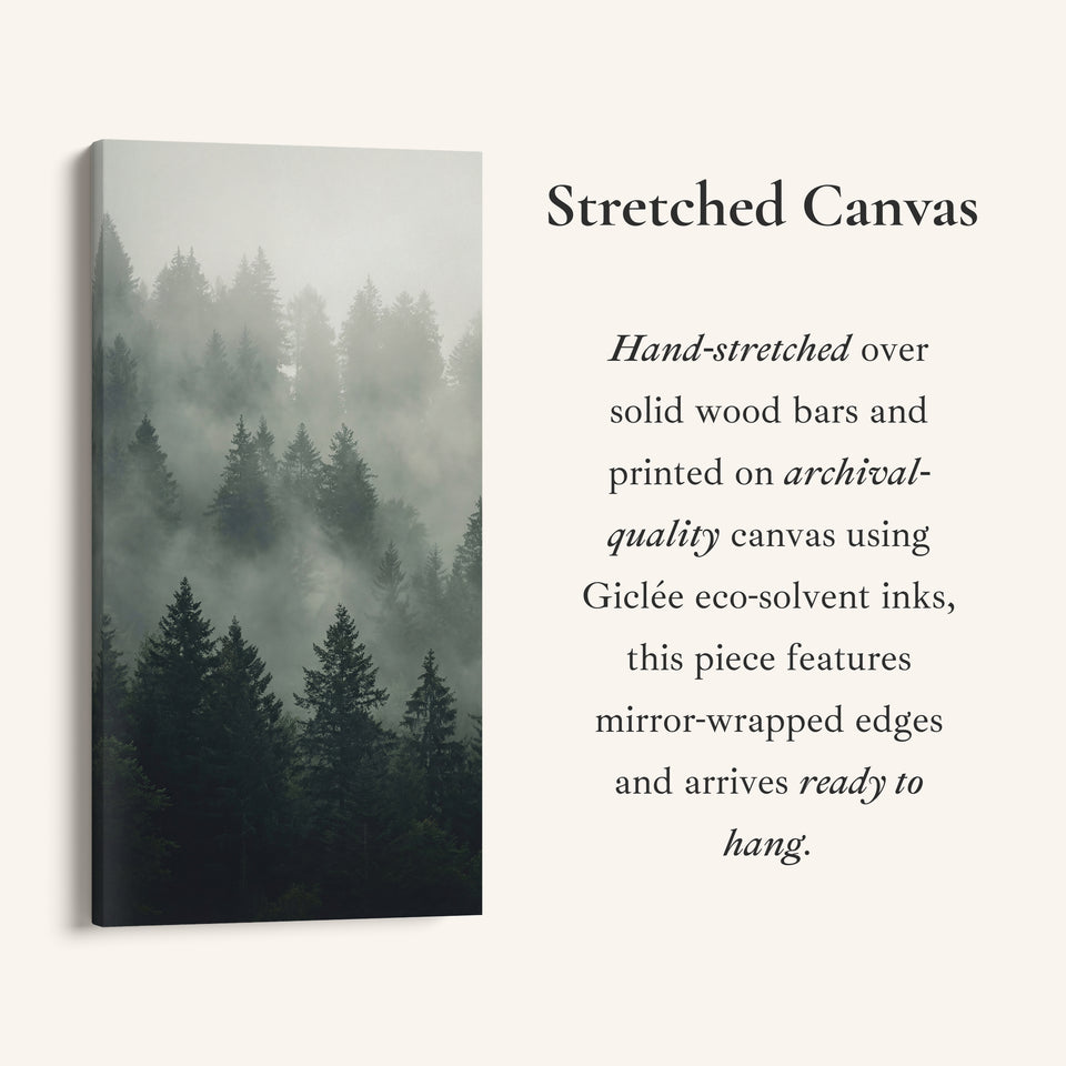 Large Vertical Wall Art Misty Forest Tall Canvas For Bedroom