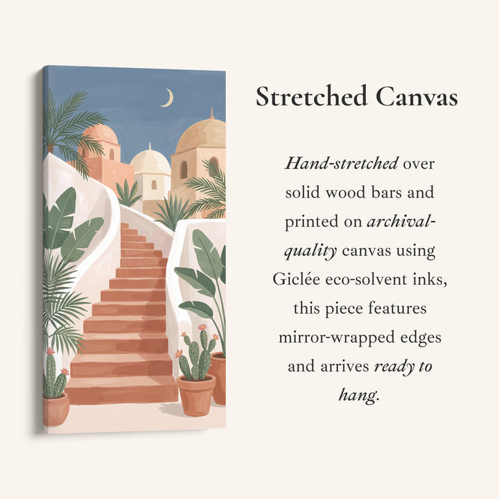 Tall Framed Canvas Mediterranean Staircase Vertical Canvas For Hallway