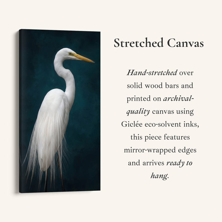 Long Wall Art White Heron Portrait Wall Art For Office