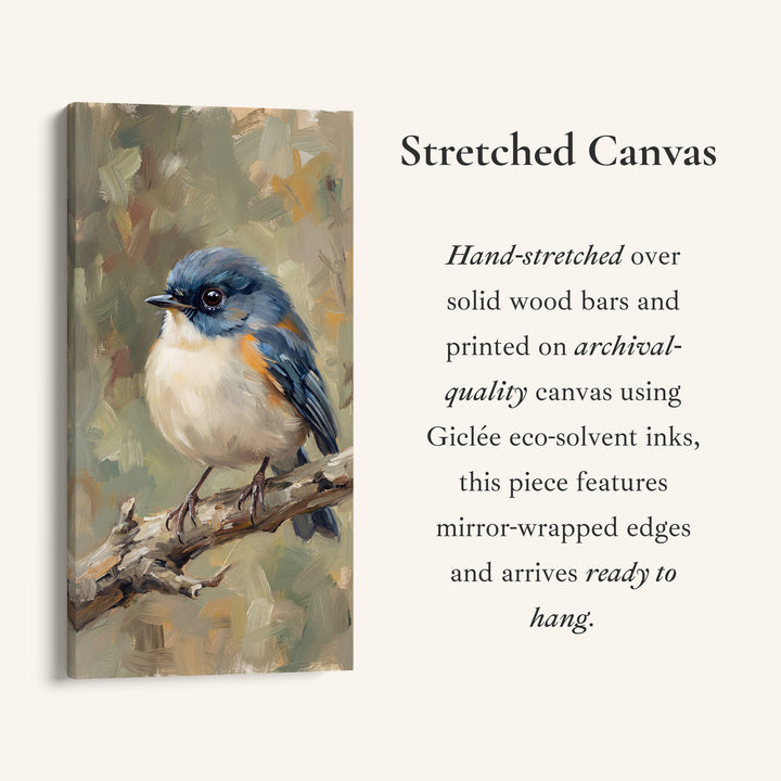 Large Vertical Wall Art Blue Bird On Branch Portrait Wall Art For Office