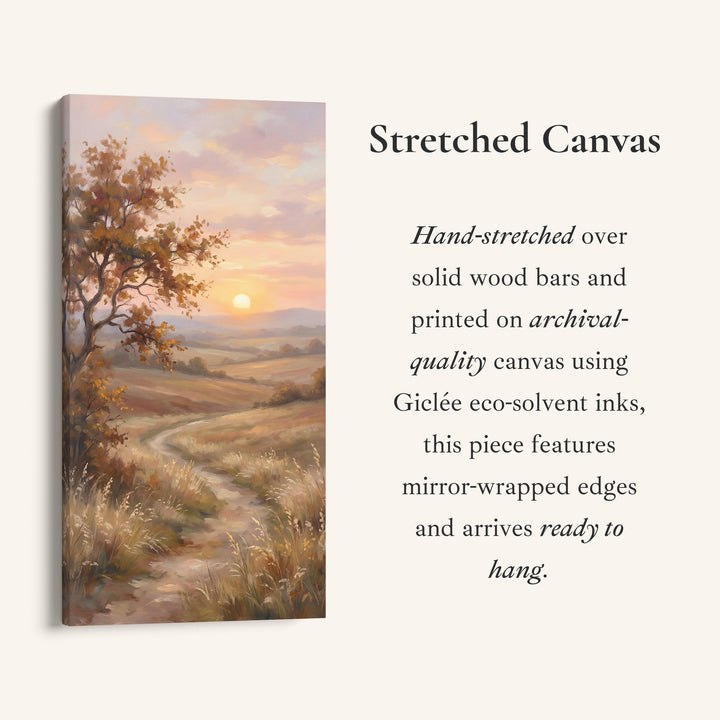 Autumn Tree Sunset Path Tall Framed Canvas Framed Canvas Print For Bedroom