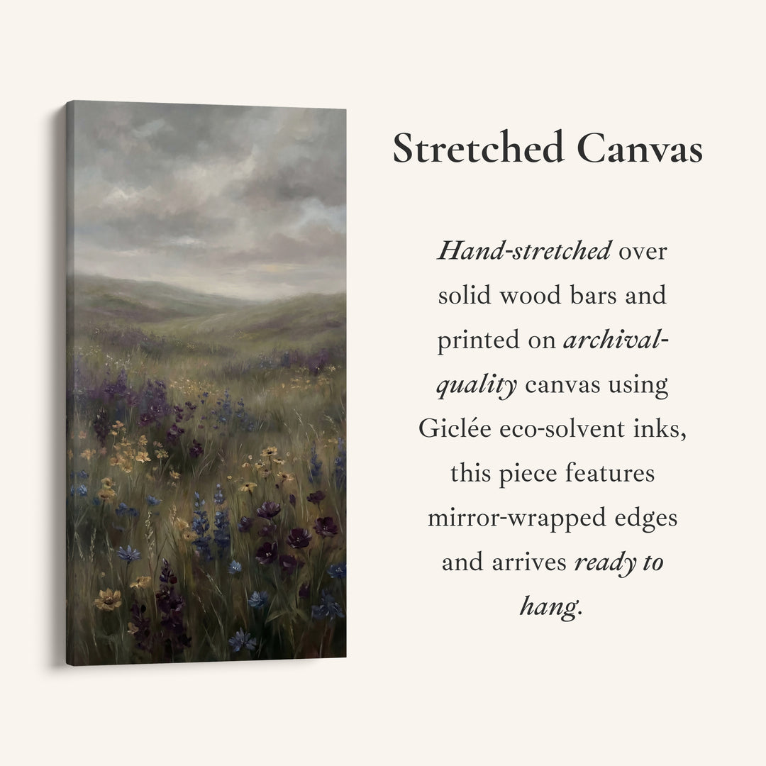 Vertical Wall Art For Kitchen Moody Meadow Wildflowers Vertical Canvas