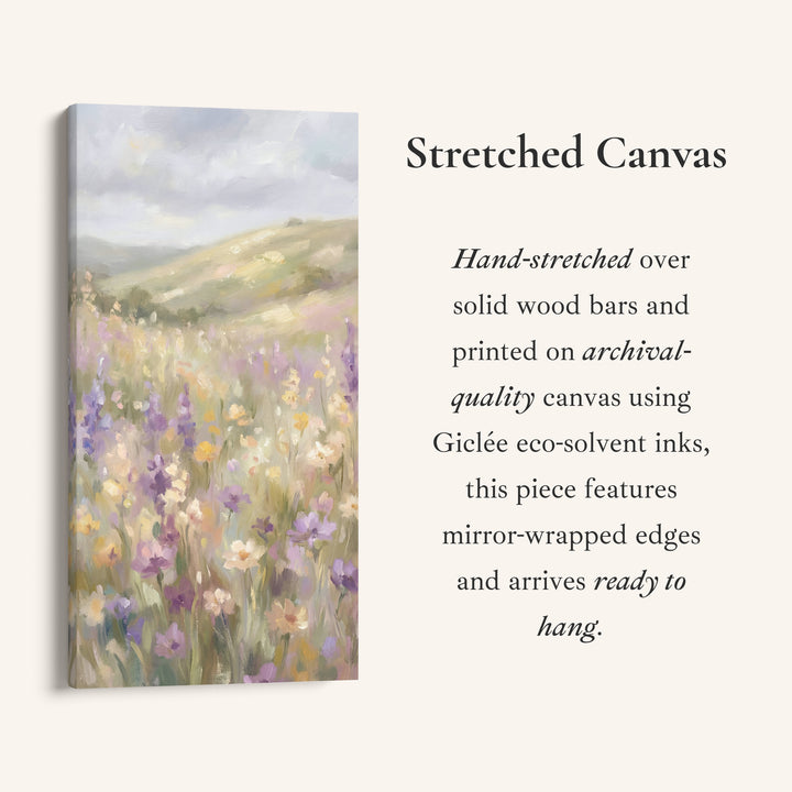 Tall Narrow Canvas Soft Focus Wildflower Meadow Portrait Wall Art For Office