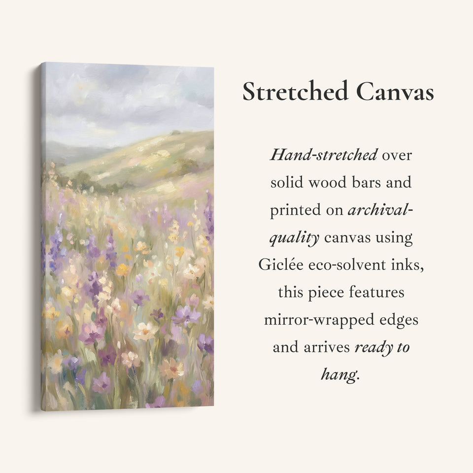 Tall Narrow Canvas Soft Focus Wildflower Meadow Portrait Wall Art For Office