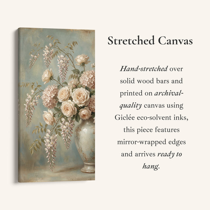 Large Vertical Wall Art For Kitchen Roses In Vase Still Life Vertical Canvas