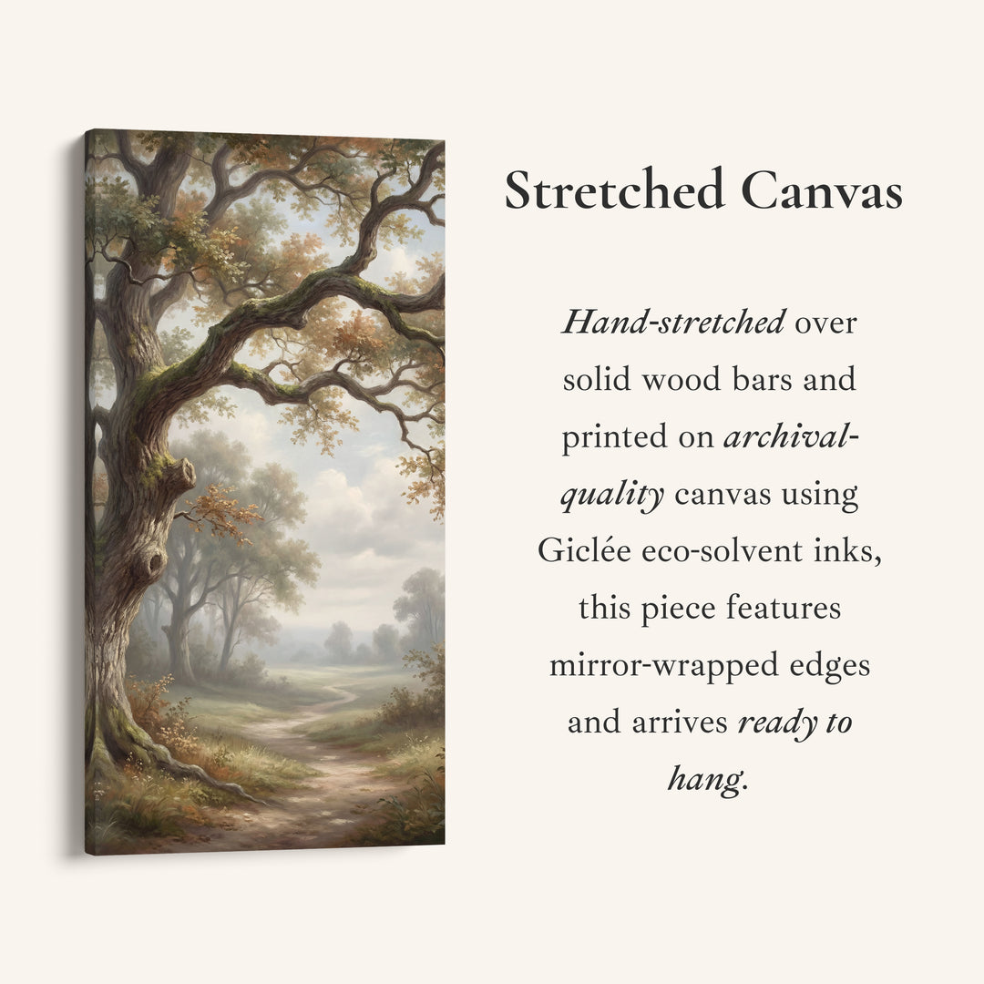 Vertical Wall Art Oak Branches Over Path Large Vertical Wall Art For Hallway